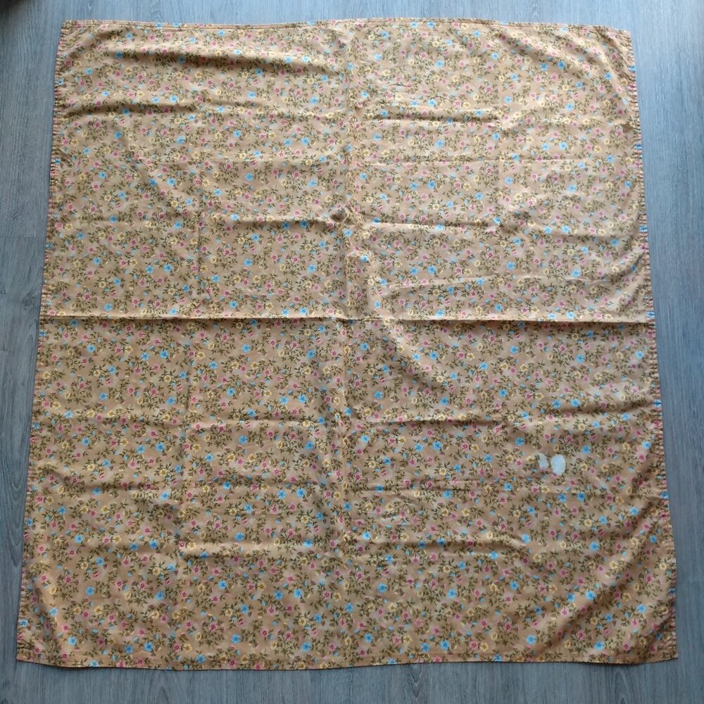 Vintage Tablecloth Homesewn Ditsy Pink Yellow Blue Flowers Country Floral